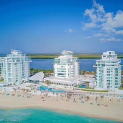 Aerial view of the resort, Oleo Cancun Playa. Penthouse Combo #31234 is located in the North tower, right, on the top floor, 7th. Between the 4 units, you will have the entire top two Floors of the Tower.