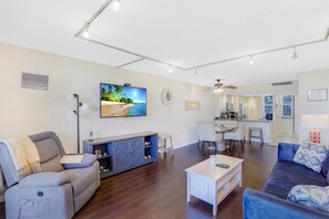 Condo, Multiple Beds (Splendid beachfront condo with heated) | Living room