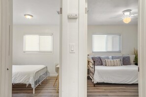 2 bedrooms, desk, iron/ironing board, travel cot