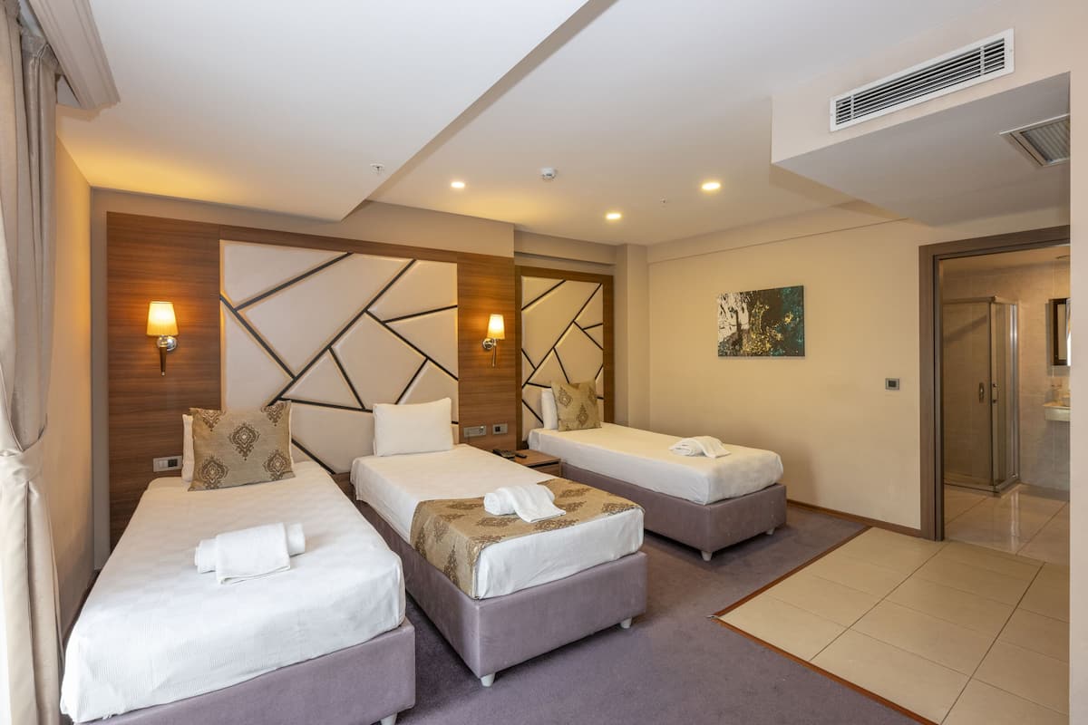 Standard-Dreibettzimmer | Minibar, Schreibtisch, schallisolierte Zimmer, kostenloses WLAN