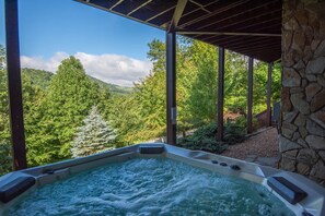 Outdoor spa tub - Todd Log Cabin w/ Views + Hot Tub + Gas Fireplace + Game Room (Todd)