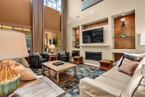 Smart TV, fireplace, DVD player, ping pong