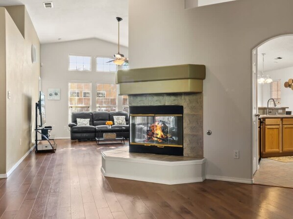 Gas fireplace for additional heating