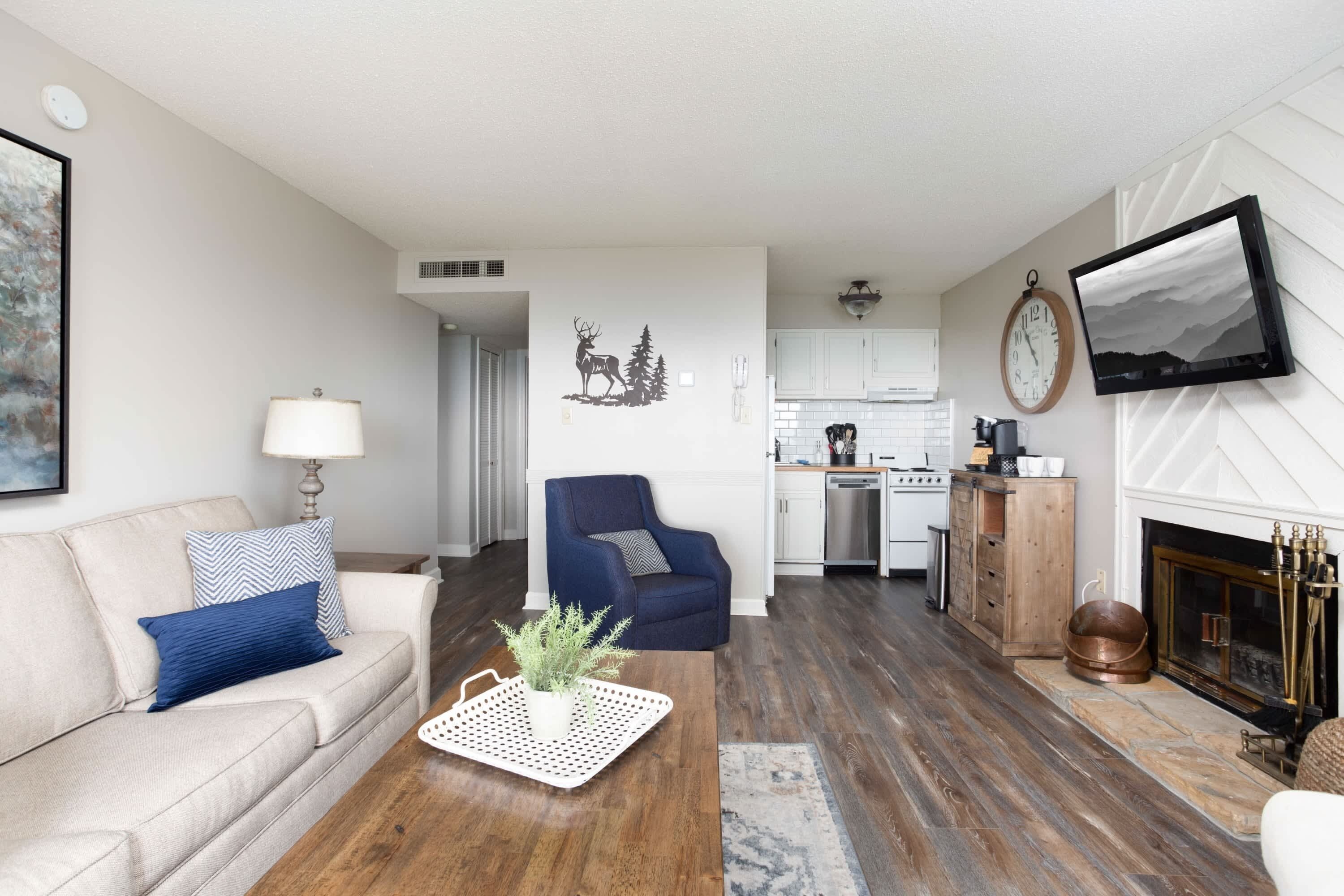 电视、壁炉、办公室