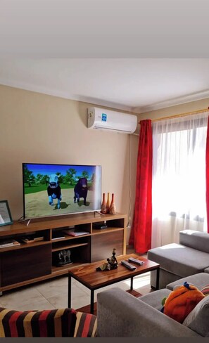 Smart TV y chimenea 