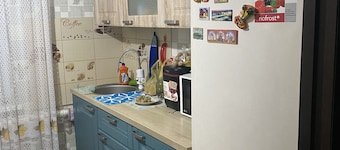 River on the back yard, forest near the house, very close to the bus stop