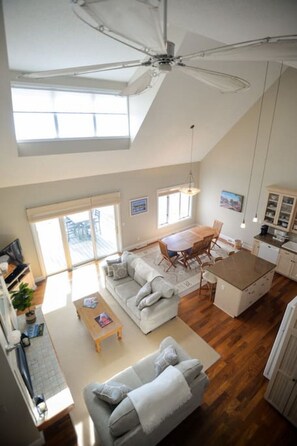 智能电视、壁炉、DVD 播放器、影片库