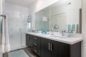 Bathtub, hair dryer, towels