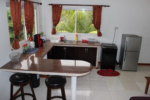 Fridge, microwave, oven, toaster