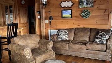 Tv, dvd-spelare, böcker och ett filmbibliotek