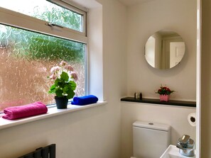 Combined shower/bathtub, hair dryer, bathrobes, towels - Luxury hi-spec large Victorian townhouse, sleeps 9.  Free wifi and feee parking. (Stafford)