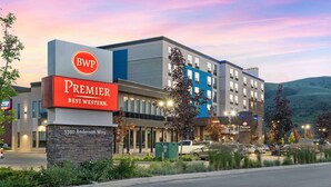 A hotel with a prominent BWP Premier Best Western sign, featuring a stone base and a modern facade with multiple windows. - Best Western Premier Route 97 Vernon (Vernon)