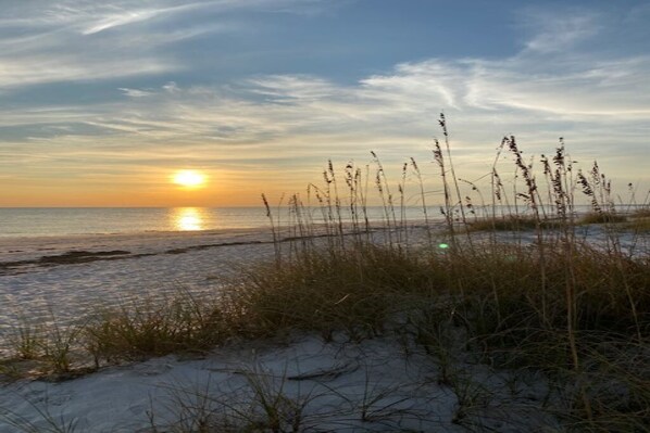 Beach nearby, sun loungers, beach towels