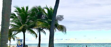 On the beach, beach towels