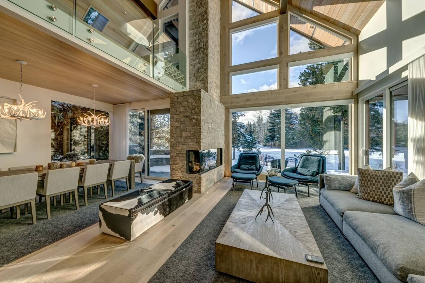 Smart TV, fireplace, video games, DVD player