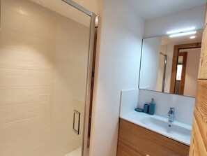 Hair dryer, bathrobes, towels