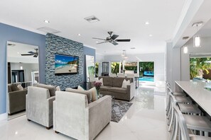 Interior - Just 10min to downtown Ft. Lauderdale & beach, this modern home offers everything a group could want for an upscale relaxing getaway. Unwind in the very private and peaceful backyard oasis, featuring a heated pool ($), 6-person hot tub & fire pit. (Fort Lauderdale)