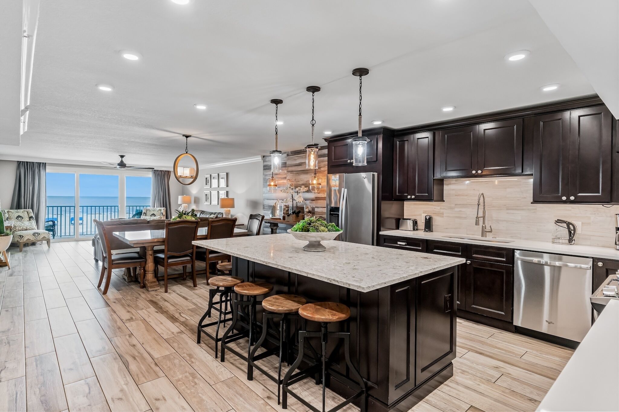 Fridge, microwave, dishwasher, coffee/tea maker