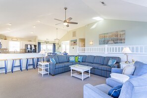 TV, fireplace, DVD player, books