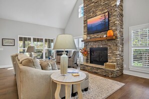 Flachbildfernseher, Kamin, DVD-Player