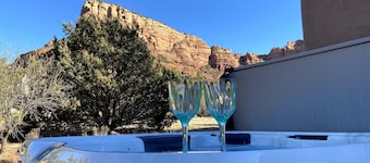 Discover Sedona Fox Den: a luxury 3-bedroom retreat with stunning red rock views.