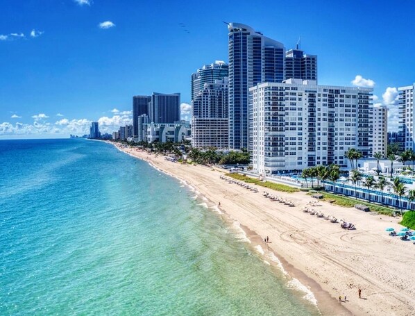 On the beach, sun-loungers, beach towels - 97–A Hollywood Beach Oceanfront Condo with Free Parking! (Hollywood)