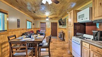 Fridge, microwave, stovetop, toaster