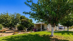 A residential area with a house, a lawn, and trees. - Desert Hideaway (Glendale)