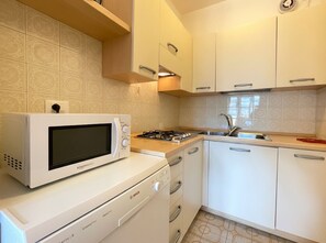 Kühlschrank, Mikrowelle, Herdplatte, Geschirrspüler