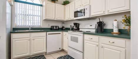Oven, stovetop, coffee/tea maker, toaster