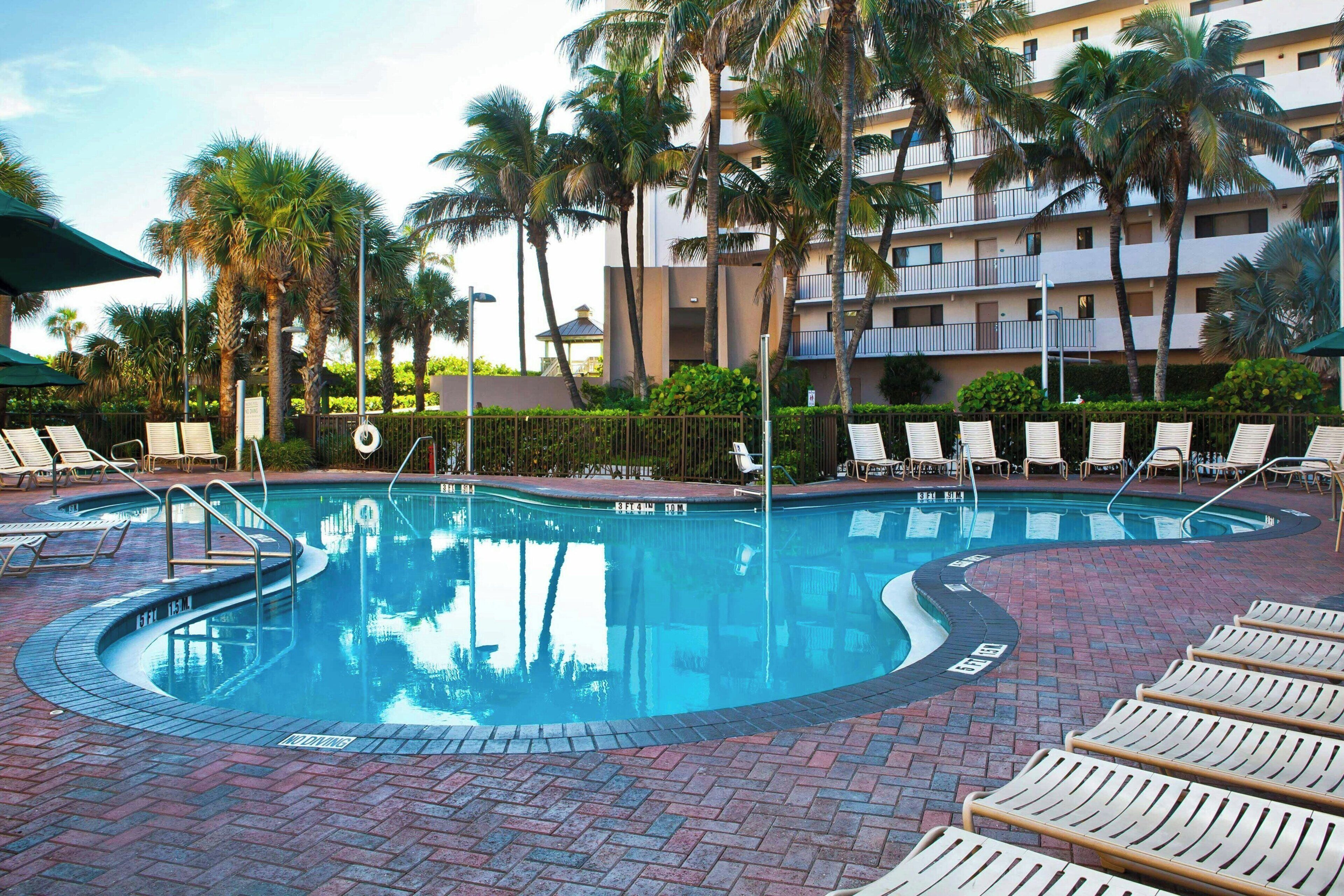 outdoor pool, pool loungers