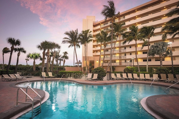 Outdoor pool, sun loungers