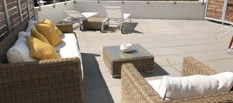 Terrasse ensoleillée : appartement 1 chambre 1 cabine vue mer terrasse