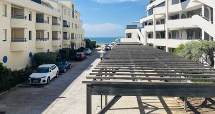 Terrasse ensoleillée : appartement 1 chambre 1 cabine vue mer terrasse
