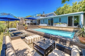 Outdoor pool - Beautiful Fire Island Pines Beach House—Pool, Hot Tub, Rooftop, Garden & More! (Sayville)