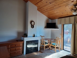 32-inch flat-screen TV with cable channels, TV
