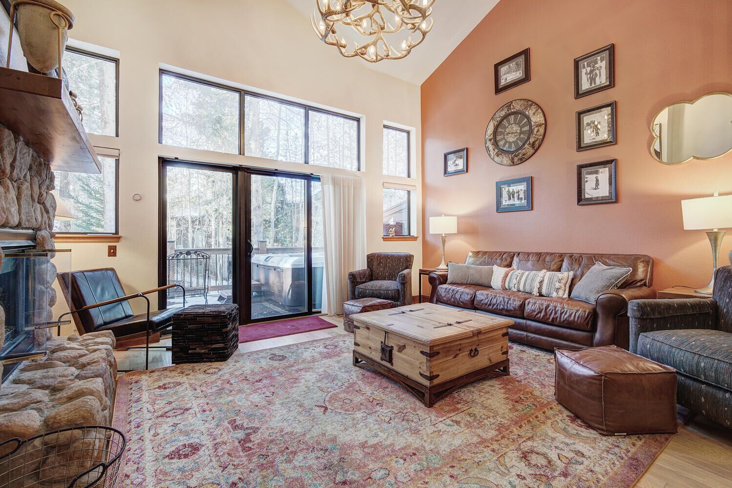 Smart TV, fireplace, DVD player, books