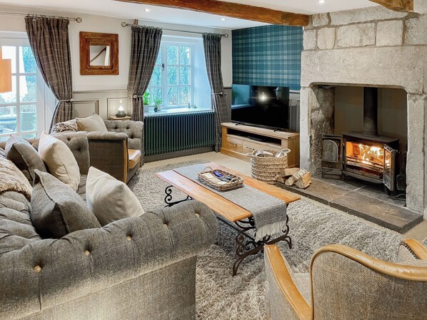 TV, fireplace