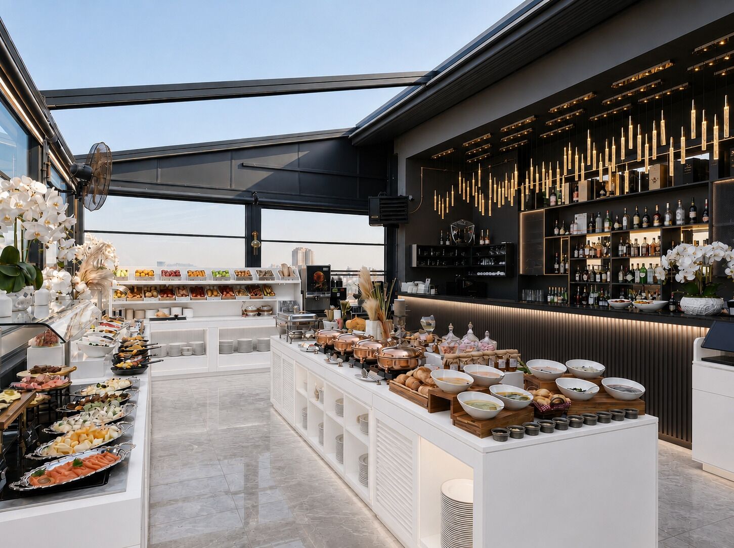 Daily buffet breakfast for a fee