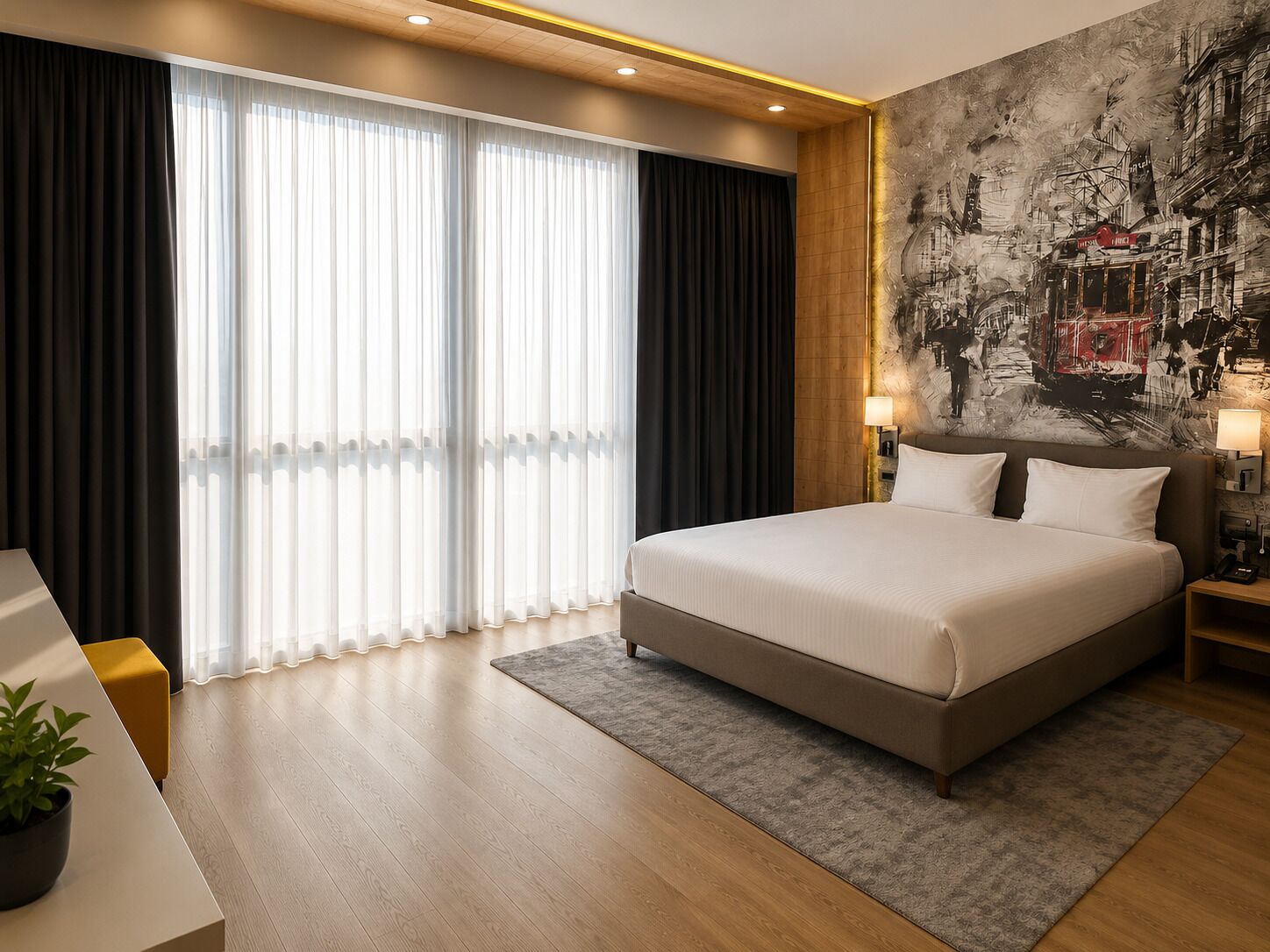 Habitación, 1 cama King size, con acceso para personas discapacitadas, en esquina | Ropa de cama de alta calidad y minibar 