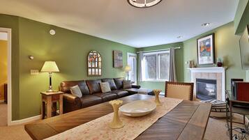 TV, fireplace, DVD player, video library