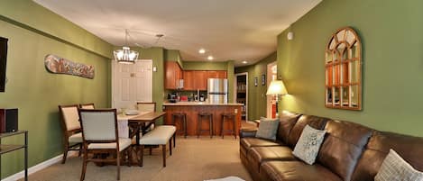 TV, fireplace, DVD player, video library