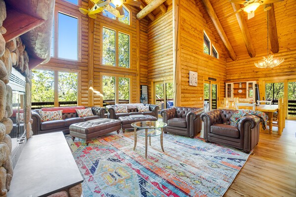 Televisio, takka, kirjoja