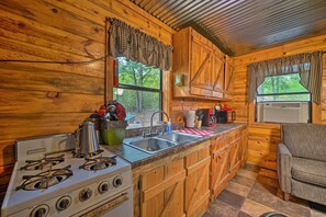 Microwave, stovetop, coffee/tea maker, toaster