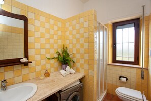 Een douche, een haardroger, handdoeken