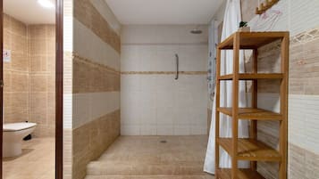 Een douche, een haardroger, handdoeken