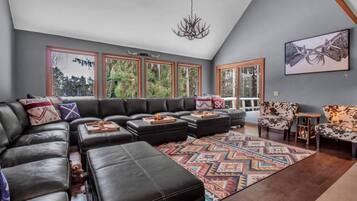 TV connectée, cheminée, jeux vidéo, livres