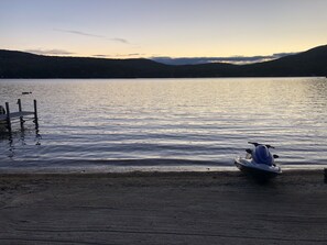On the beach, beach towels - A quiet cove, the sunset and a sandy beach, on Lake Winnipesaukee (Alton)