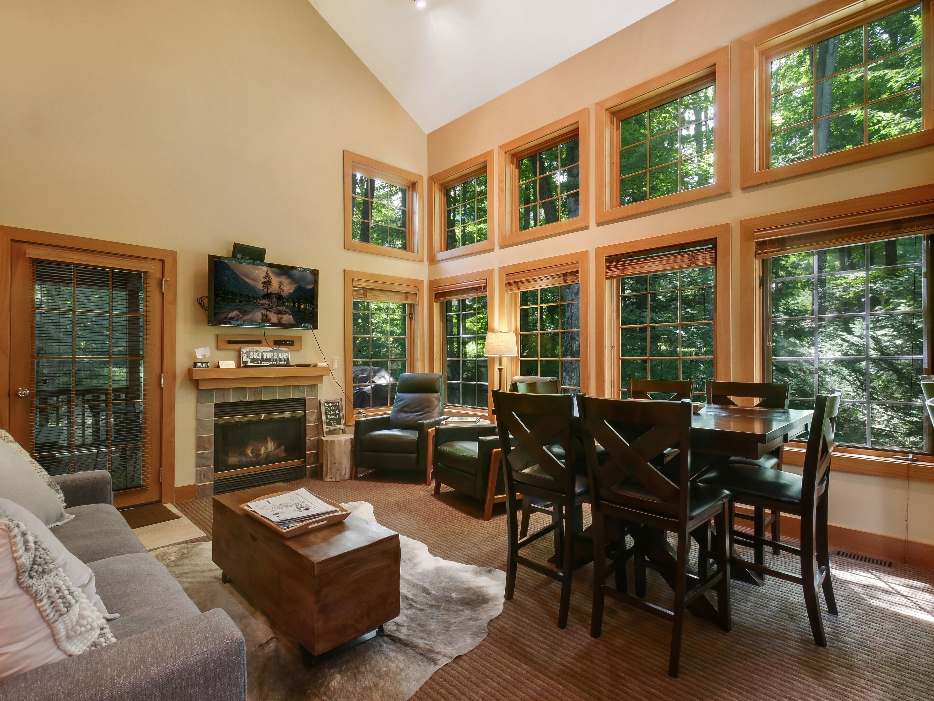 Smart TV, fireplace, DVD player