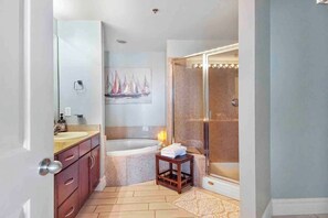 Combined shower/bathtub, hair dryer, towels - Stunning Gulf Views I Sleeps 9 I Best Amenities (Panama City Beach)